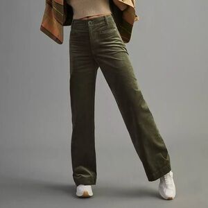 Colette Full Length Corduroy Pants in Dark Green